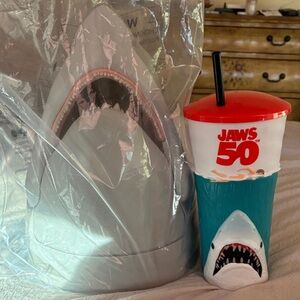 BRAND NEW Jaws 50th Anniversary Shark Popcorn Bucket and Cup